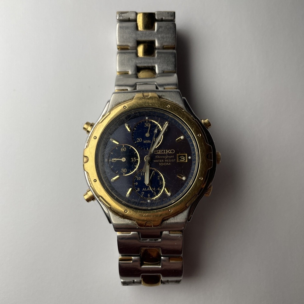 Not Working Seiko 7T32 6m79 Chronograph Alarm wristwatch